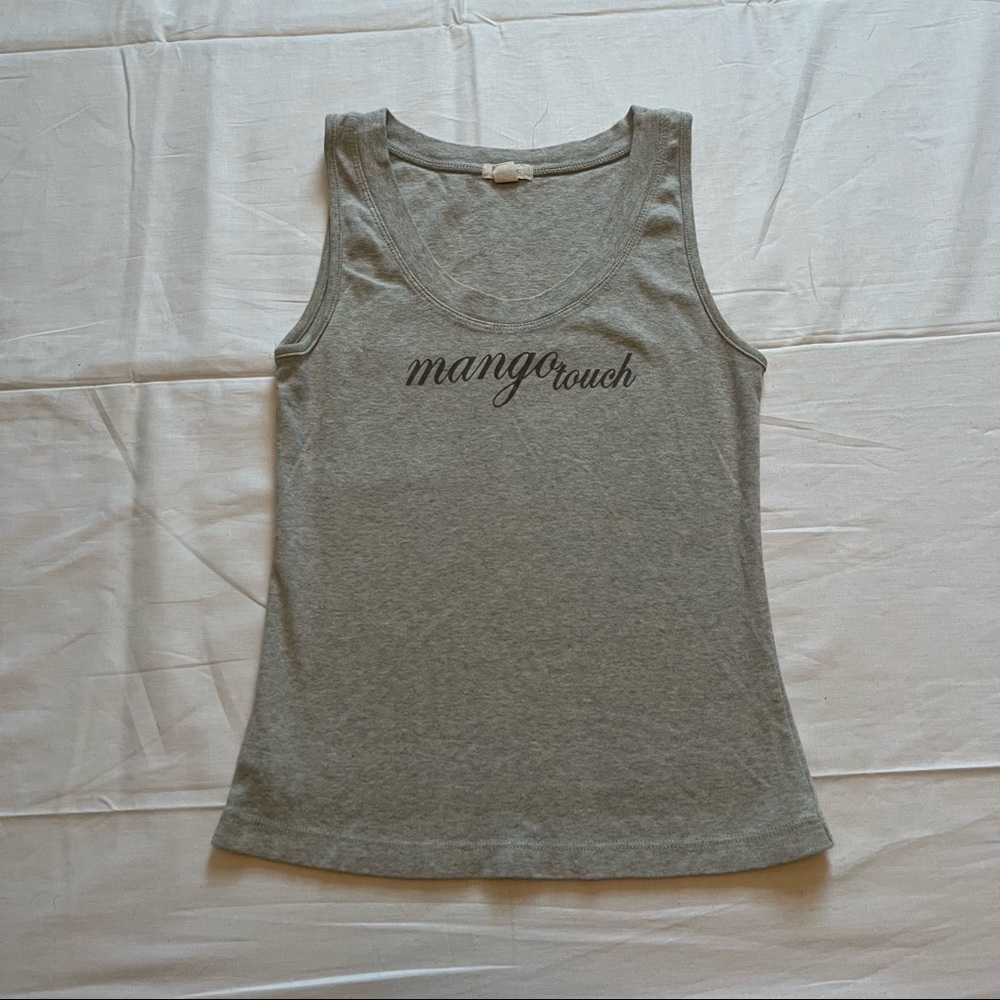 Mango Basic Mango Touch Graphic Tank Top Gray